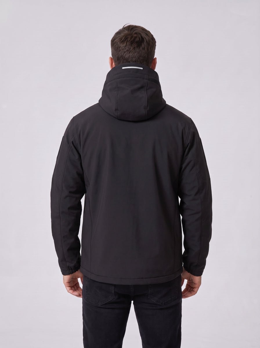 #black rear of Men's 10 Zone Heated Softshell Jacket