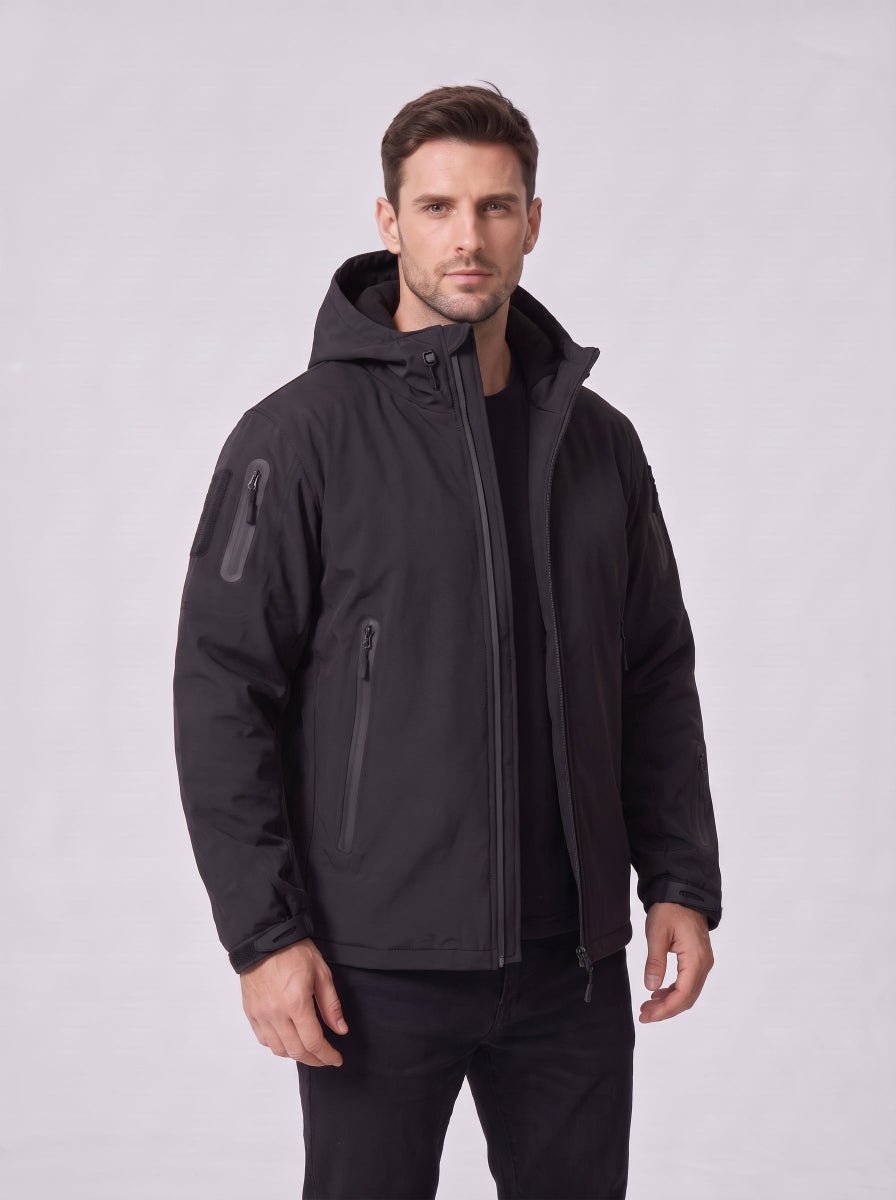 #black Men's 10 Zone Heated Softshell Jacket Zip Up