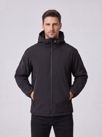 #BLACK Men's 10-Zone Heated Hooded Softshell Jacket
