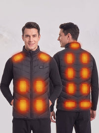 #Black Men's 15 Zones Heated Quilted Gilet front and back