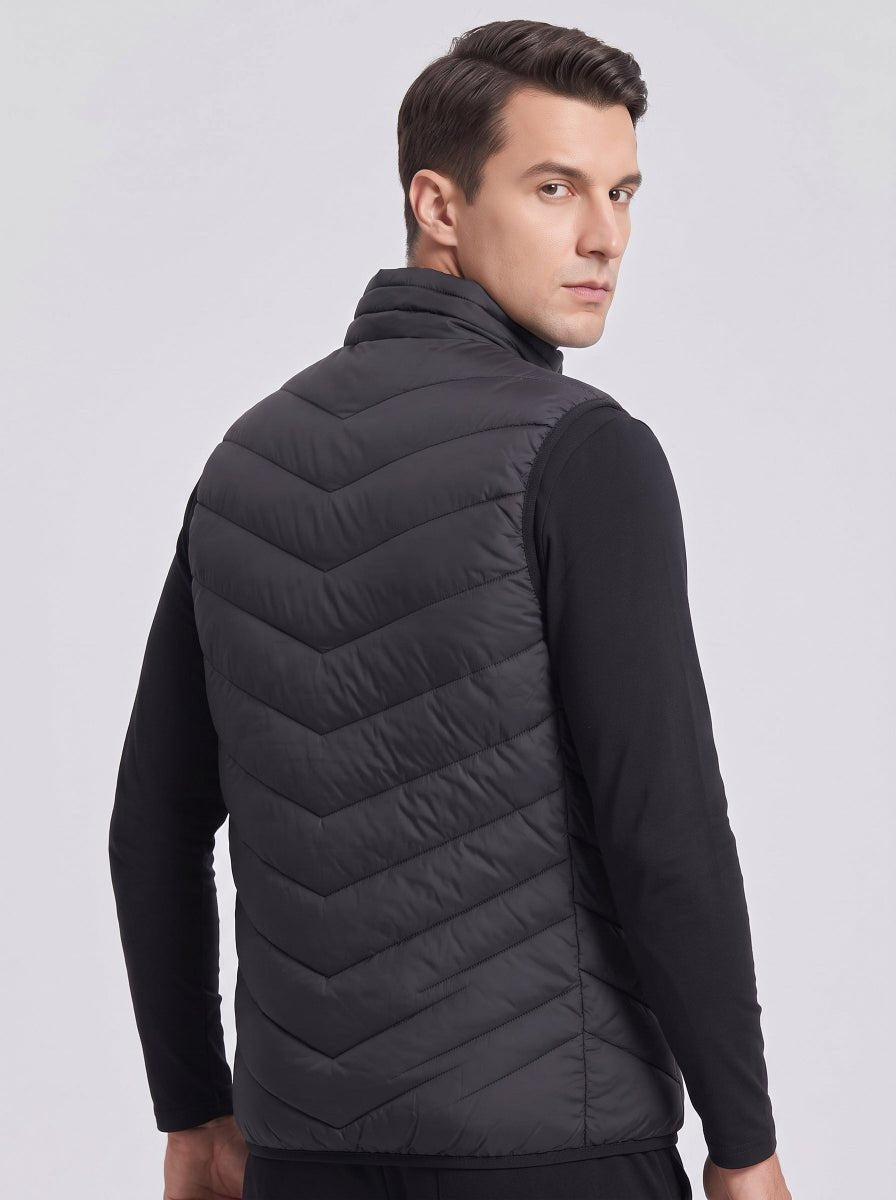 Side view #Black Men's 15 Zones Heated Quilted Gilet