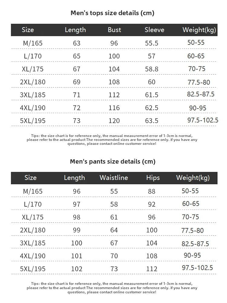 Anniou 28 Area men Heated Thermal Underwear size guide
