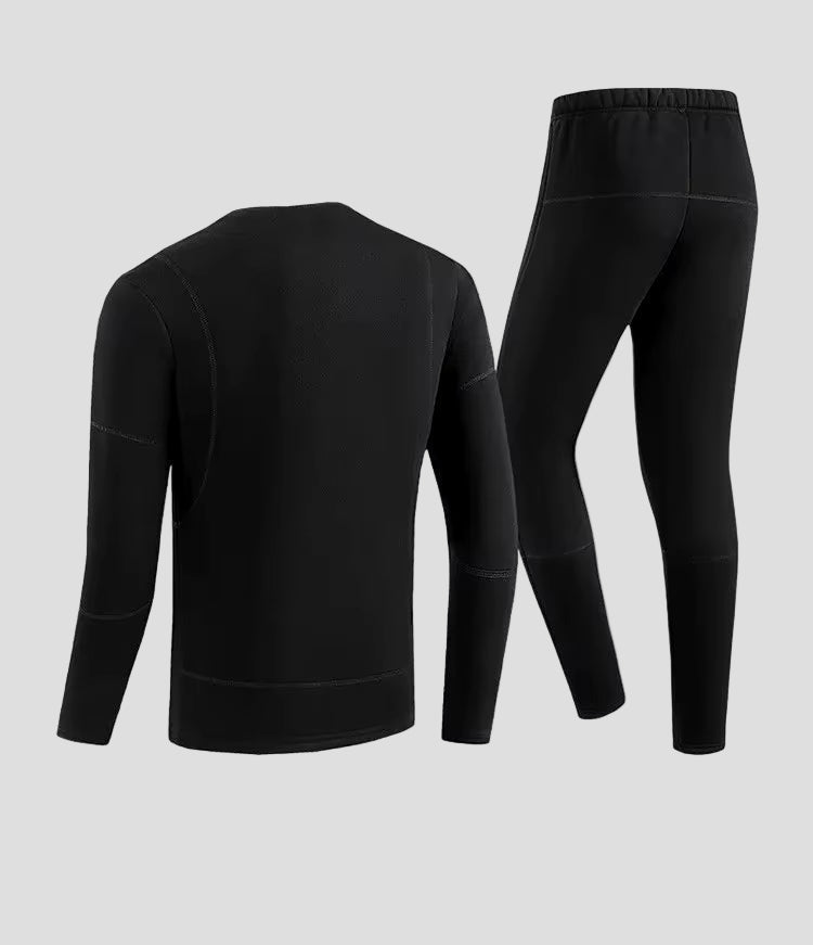 Mens Black 28 Area Heated Thermals from the back