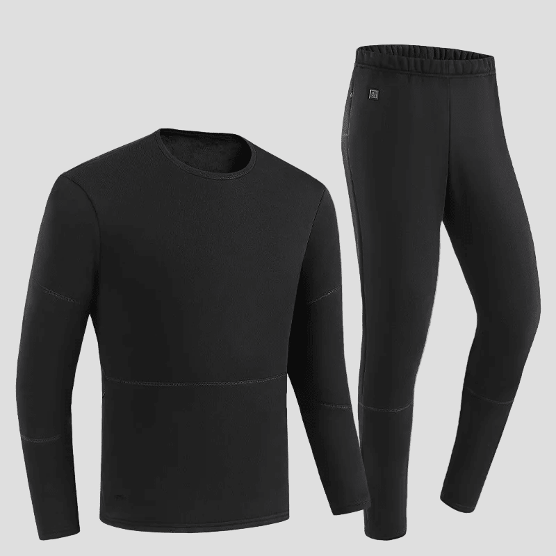 Mens Black 28 Area Heated Thermals