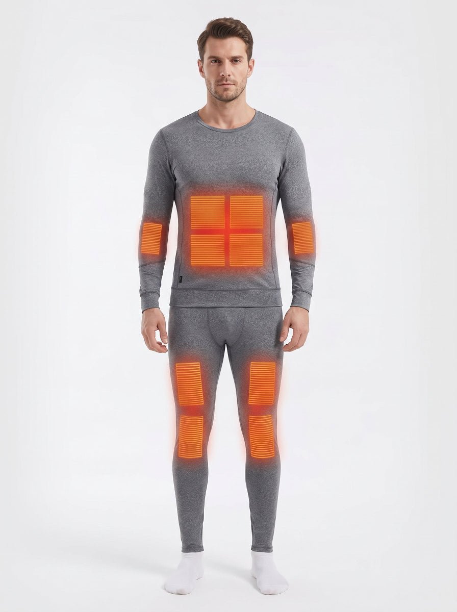 28 Area Men's Heated Thermals heat zone locations Front