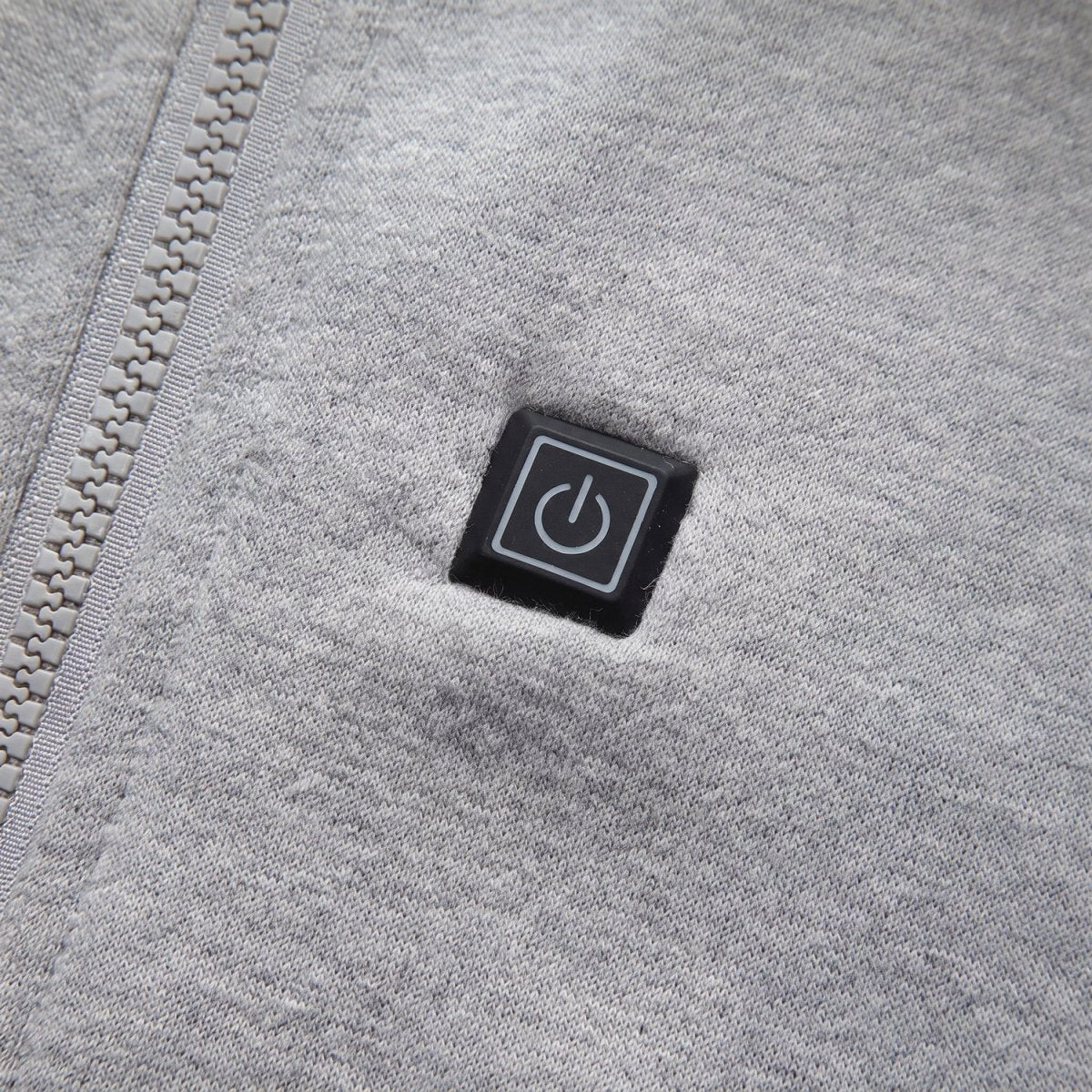 Switch Button details of #LightGrey Heated Full Zip Hoodie