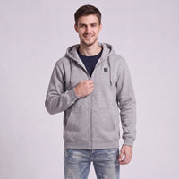 #LightGrey Mens Heated Full Zip Hoodie
