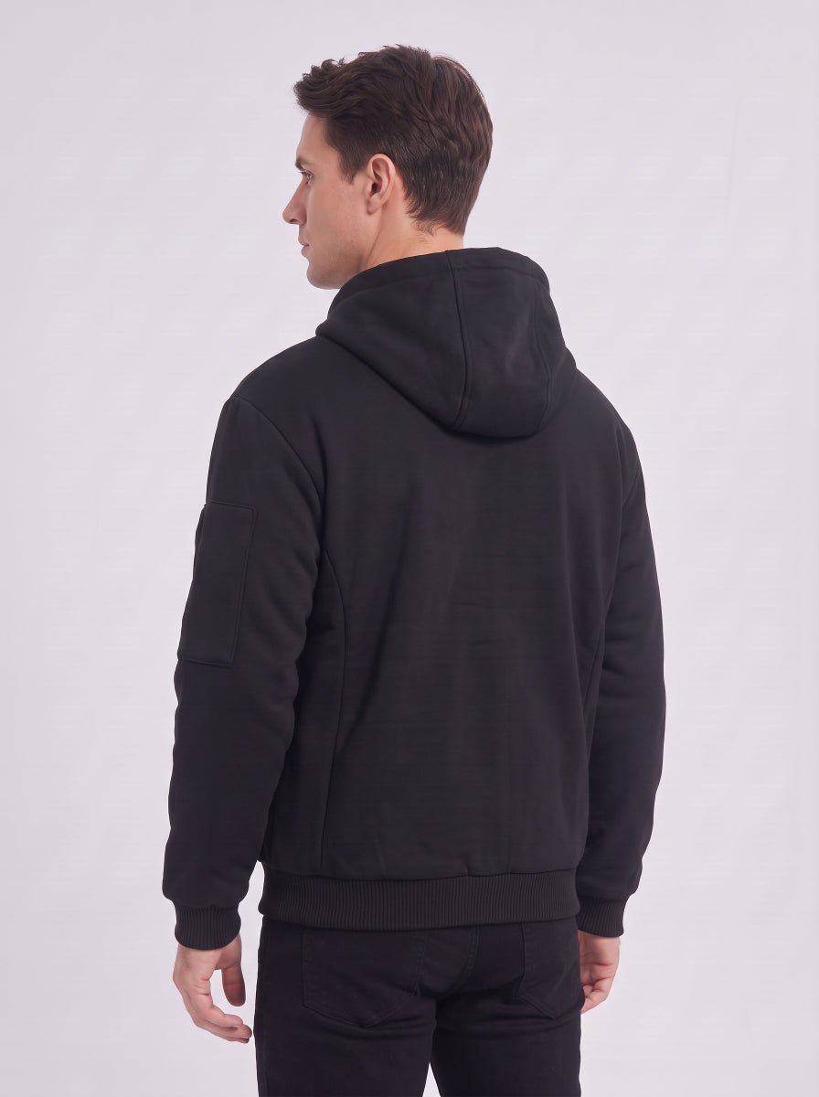 men winter #black heated hooded sweatshirt side vies