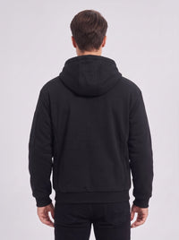 back of Men's #Black Full-Zip Heated Hoodie