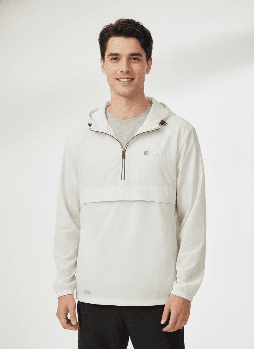 Mens White Cream Cooling UV Jacket