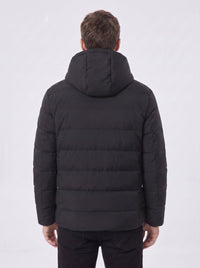 Back of #Black Heated Hooded Padded Jacket
