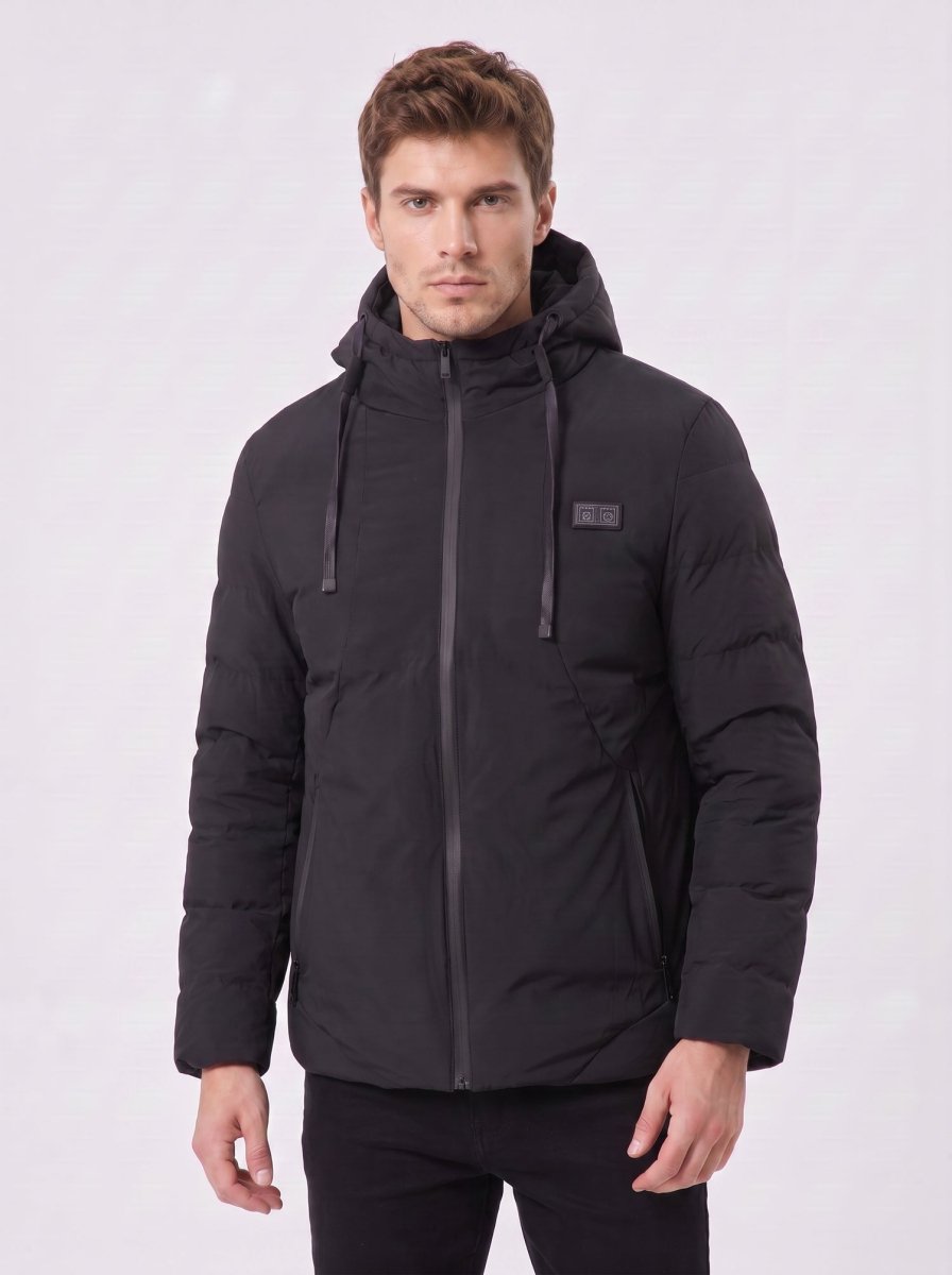 Mens #Black Heated Hooded Padded Jacket