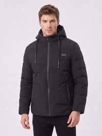 Mens #Black Heated Hooded Padded Jacket