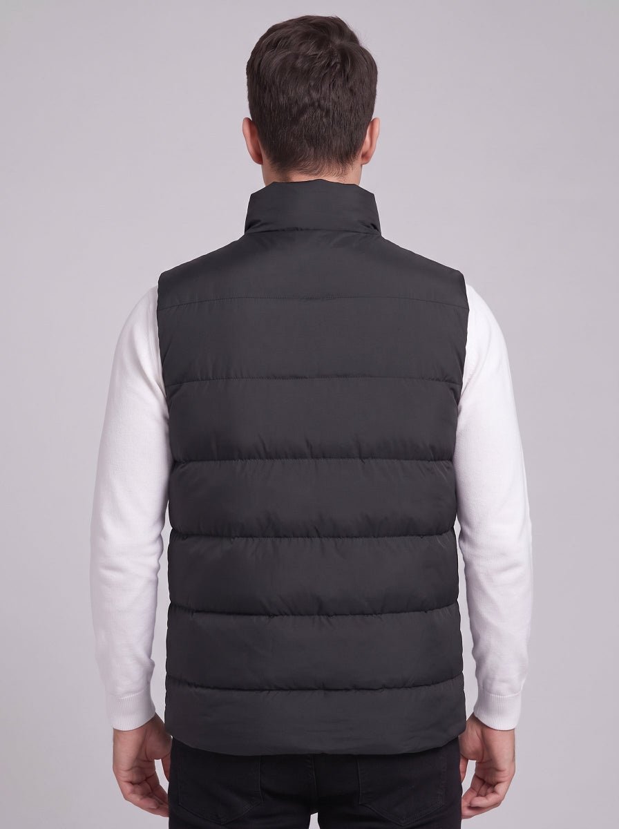 Back of #Black Men's Heated Puffer Gilet