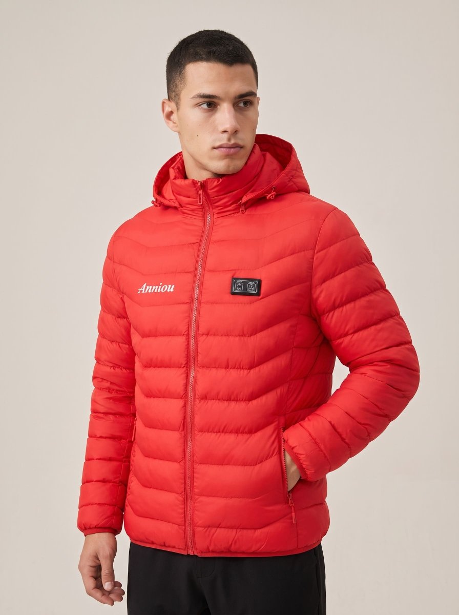 Mens red heated puffer jacket