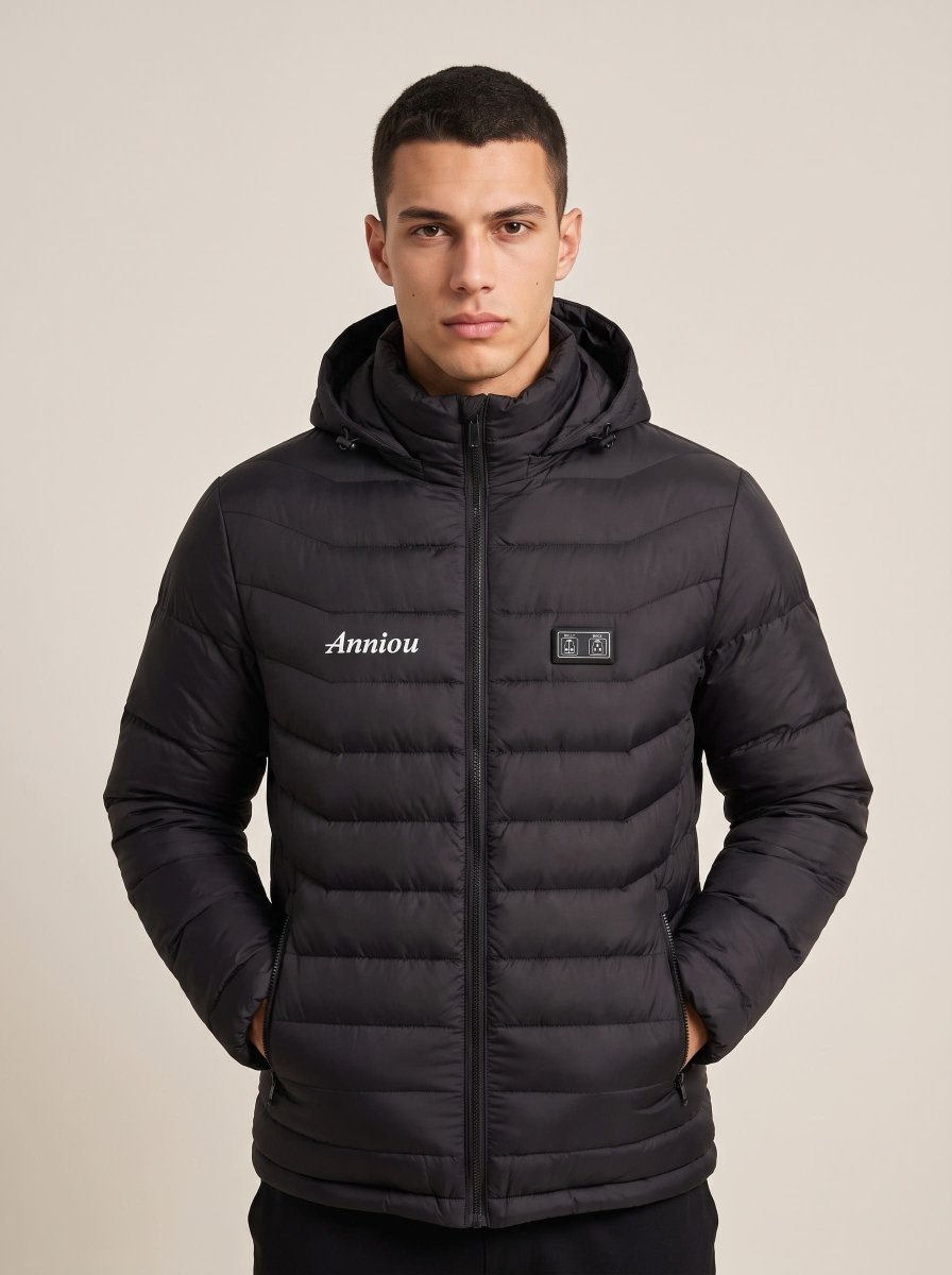Mens black heated puffer jacket