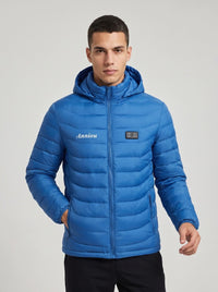 Mens blue heated puffer jacket