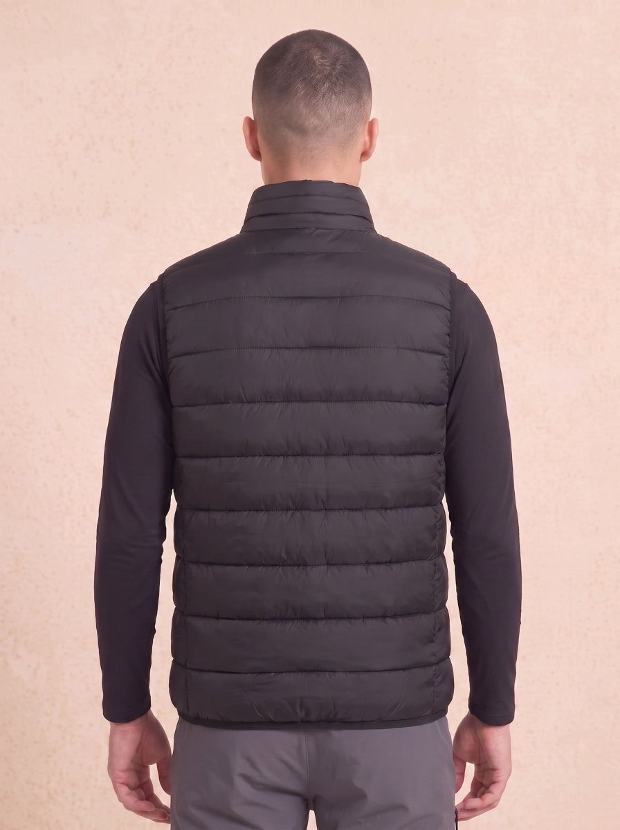 Men's Blue Heated Puffer Vest from the back