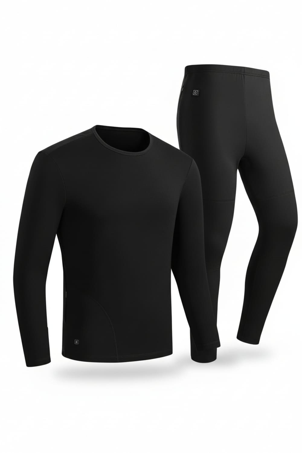 Black long-sleeve shirt and black pants on a white background