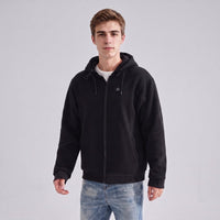 #Black Mens Heated Zip Up Hoodie