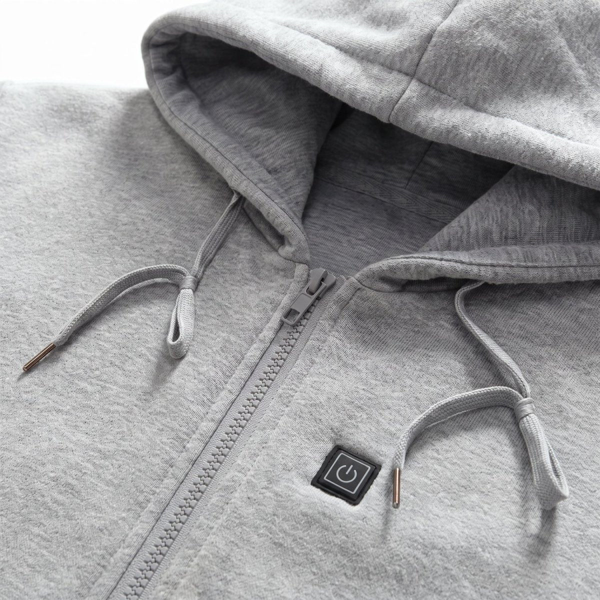 details of #LightGrey Heated Full Zip Hoodie