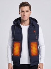 #navy Men's Hooded Heated Puffer Vest
