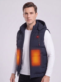 #navy hooded heated vest for men