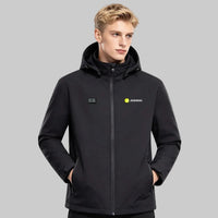 Men #black Hooded Electric Heating Soft Shell Coat
