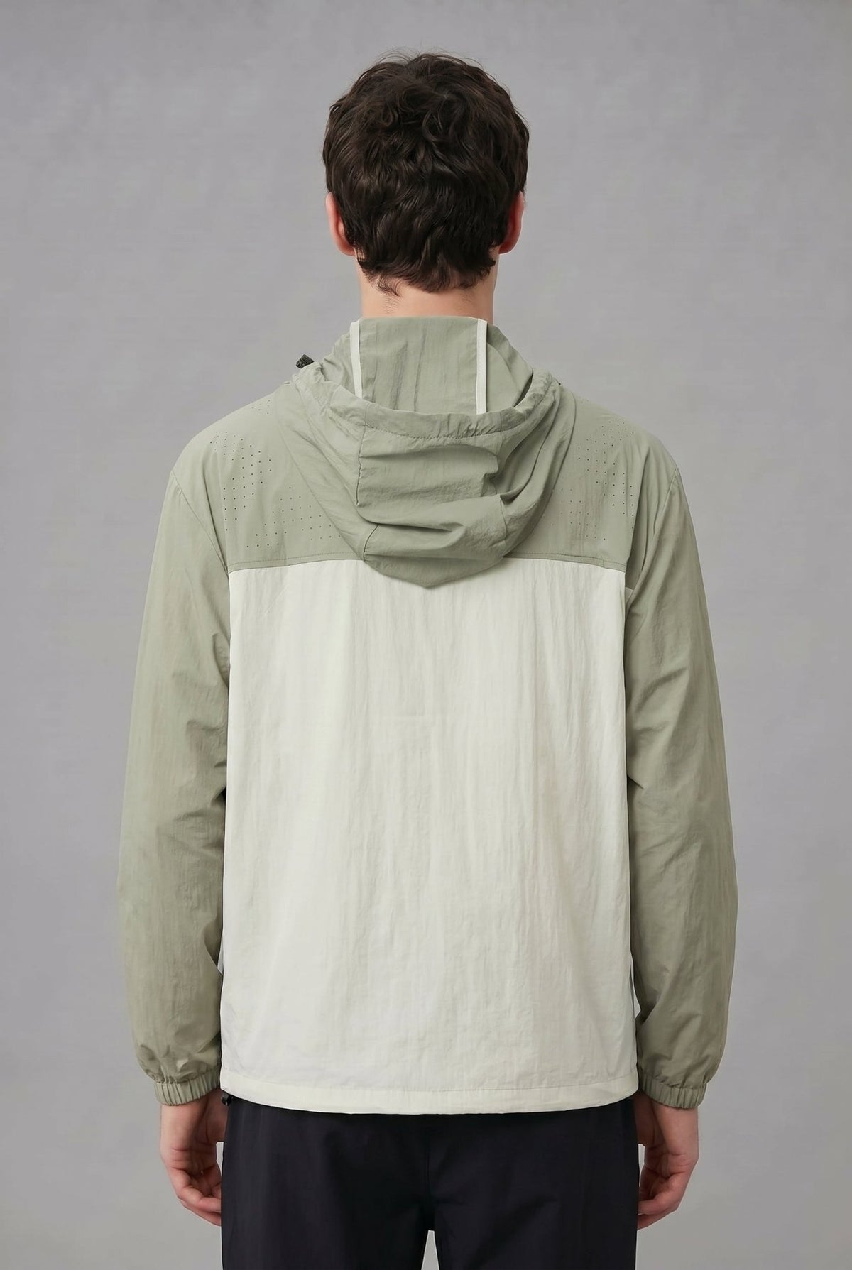 Mens green and beige UVhooded jacket by Anniou