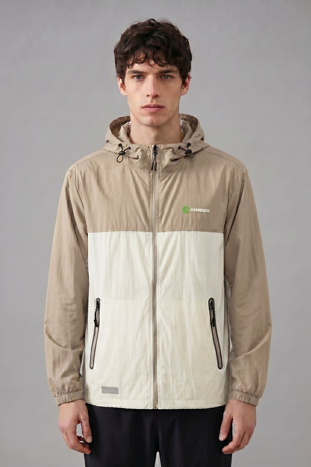 Mens Beige and white UV jacket by Anniou