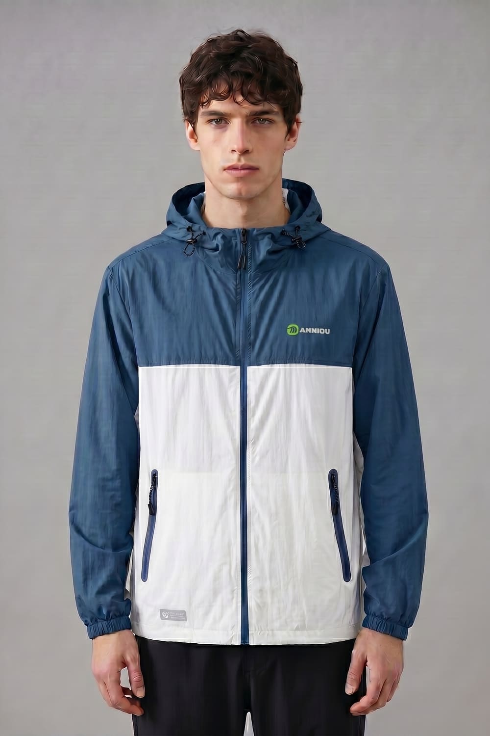 Mens Agate Blue and white UV jacket by Anniou