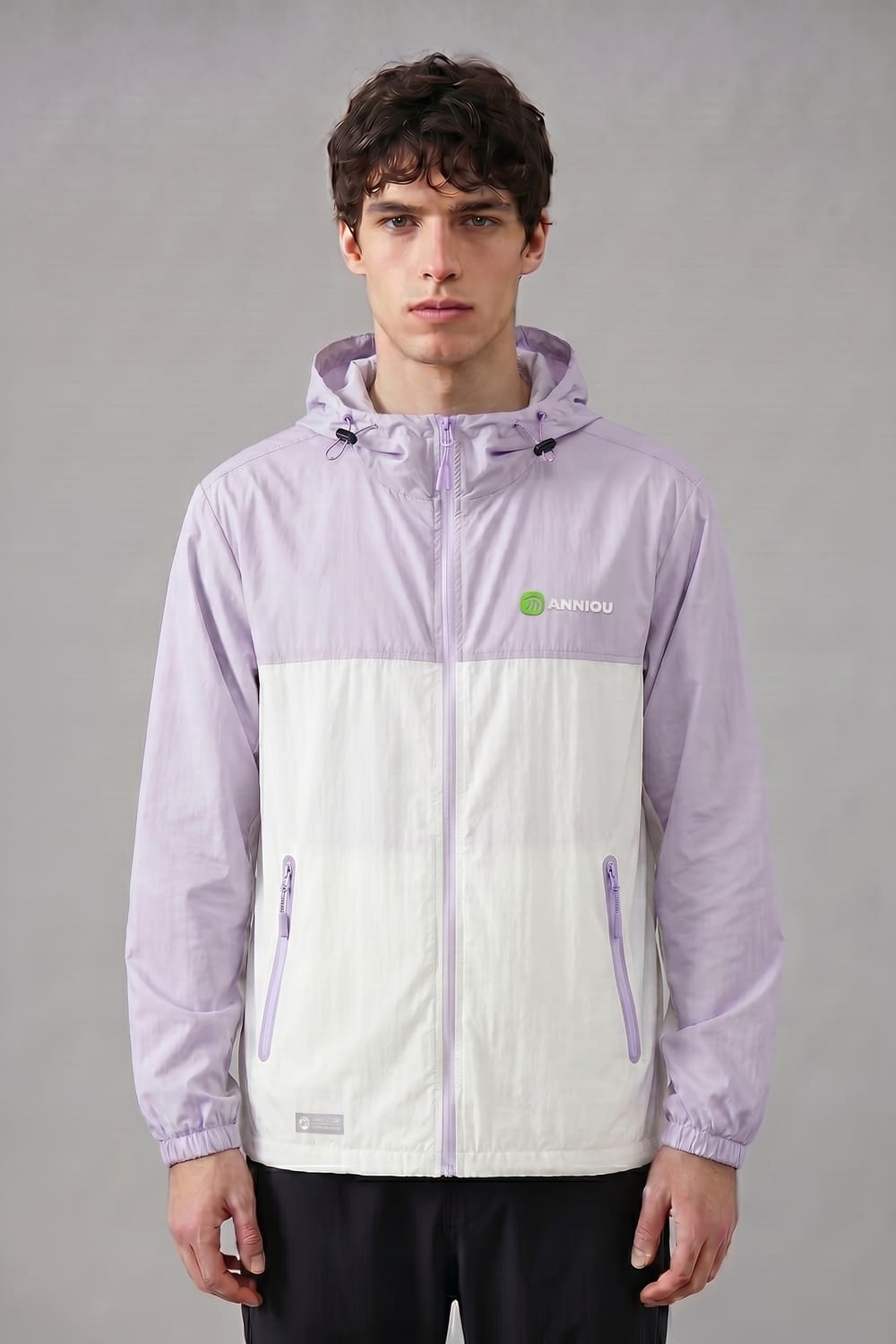 Mens Light Purple and white UV jacket by Anniou