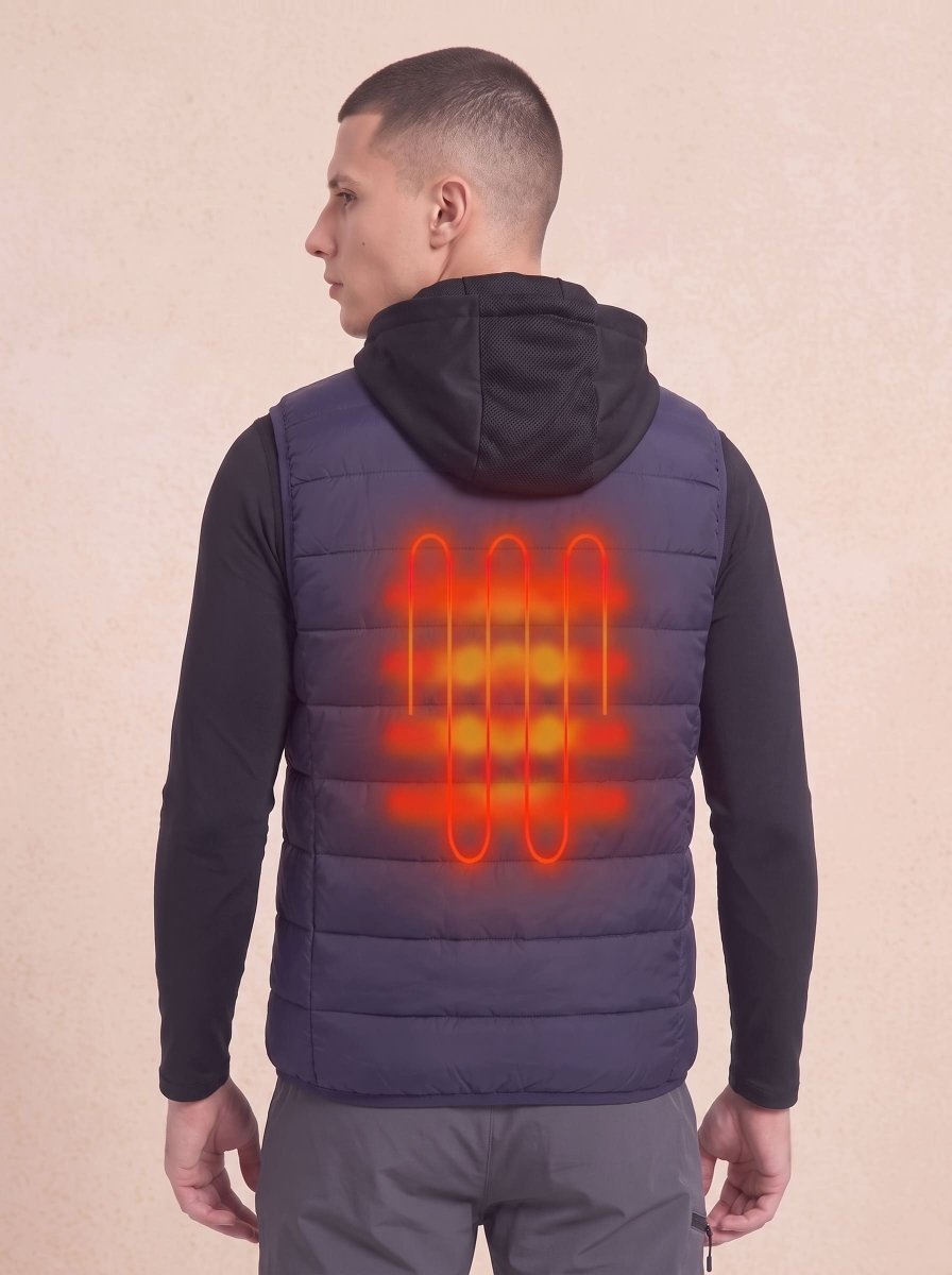 Men's Navy Heated vest back with 1 heat zone