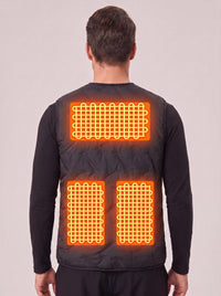 Black Rear of Men's Quilted Heated Vest
