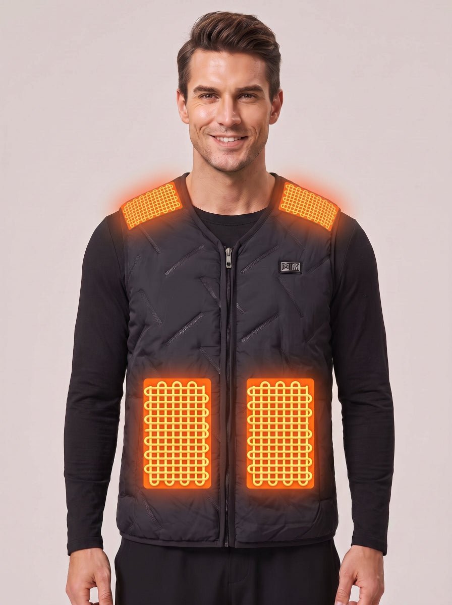 #Black Men's Quilted Heated Vest