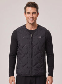 #black men's v-neck thermal heated vest