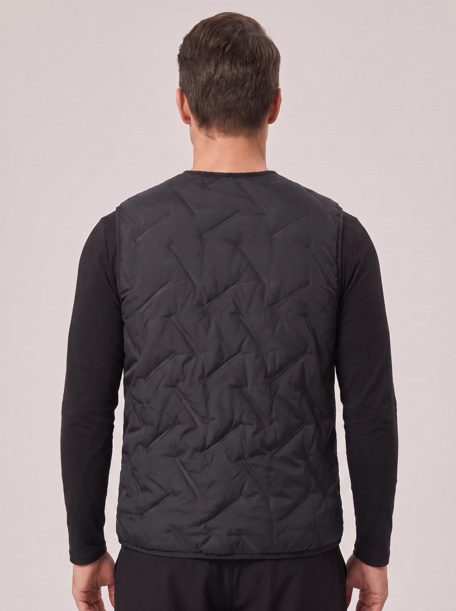 #black slim fit men's heated thermal gilet