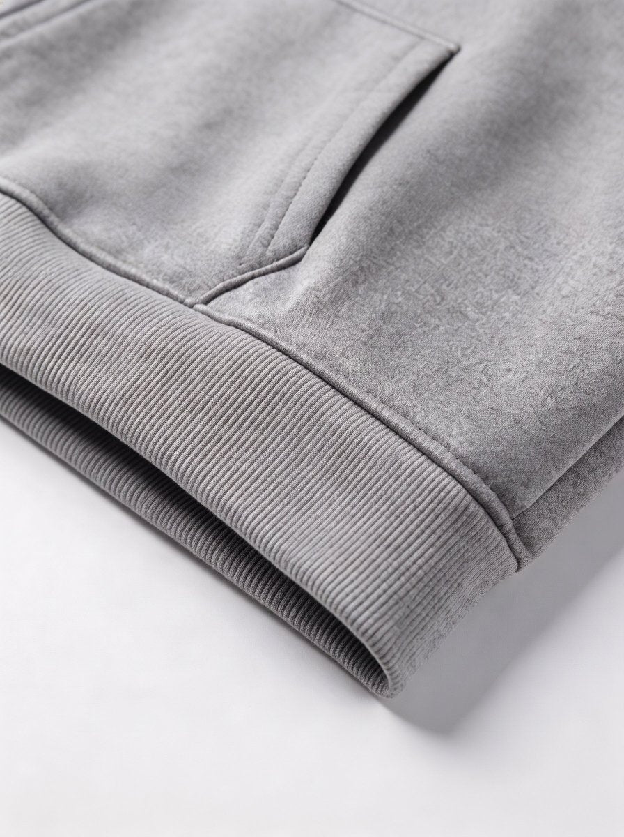 hem detail of #grey 5 area Heated Hoodie
