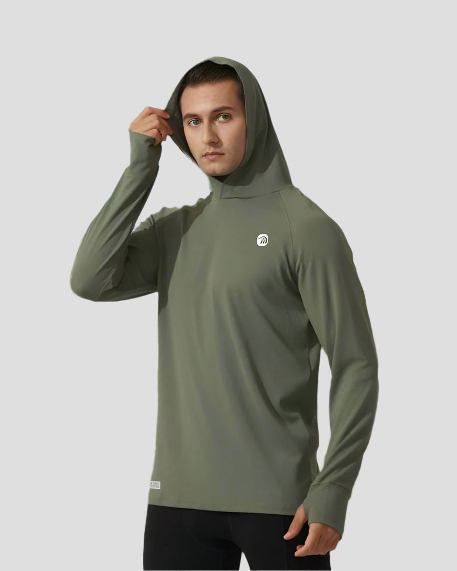 mens green Hooded UPF 100+ Sports Sweatshirt