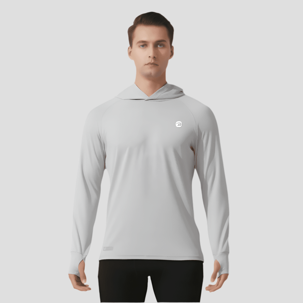 mens light grey Hooded UPF 100+ Sports Sweatshirt