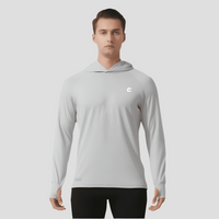 mens light grey Hooded UPF 100+ Sports Sweatshirt