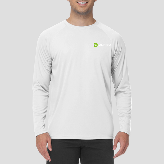 mens white 50+ Breathable Long Sleeve T-Shirt