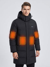 8 area #Black Mid Length Heated Quilted Jacket