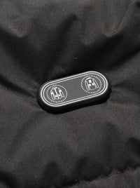 Dual Switch details of #black Mid Length Heated Quilted Jacket