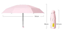 Pink umbrella with measurements on a white background