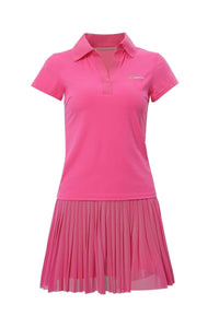 Pink polo dress with a pleated skirt upf 50+