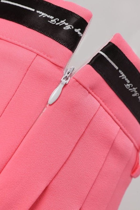 Pink Pleated Golf Skorts zip