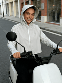 Light Gray Zip Up Thumbhole Hooded Jacket UPF 50+