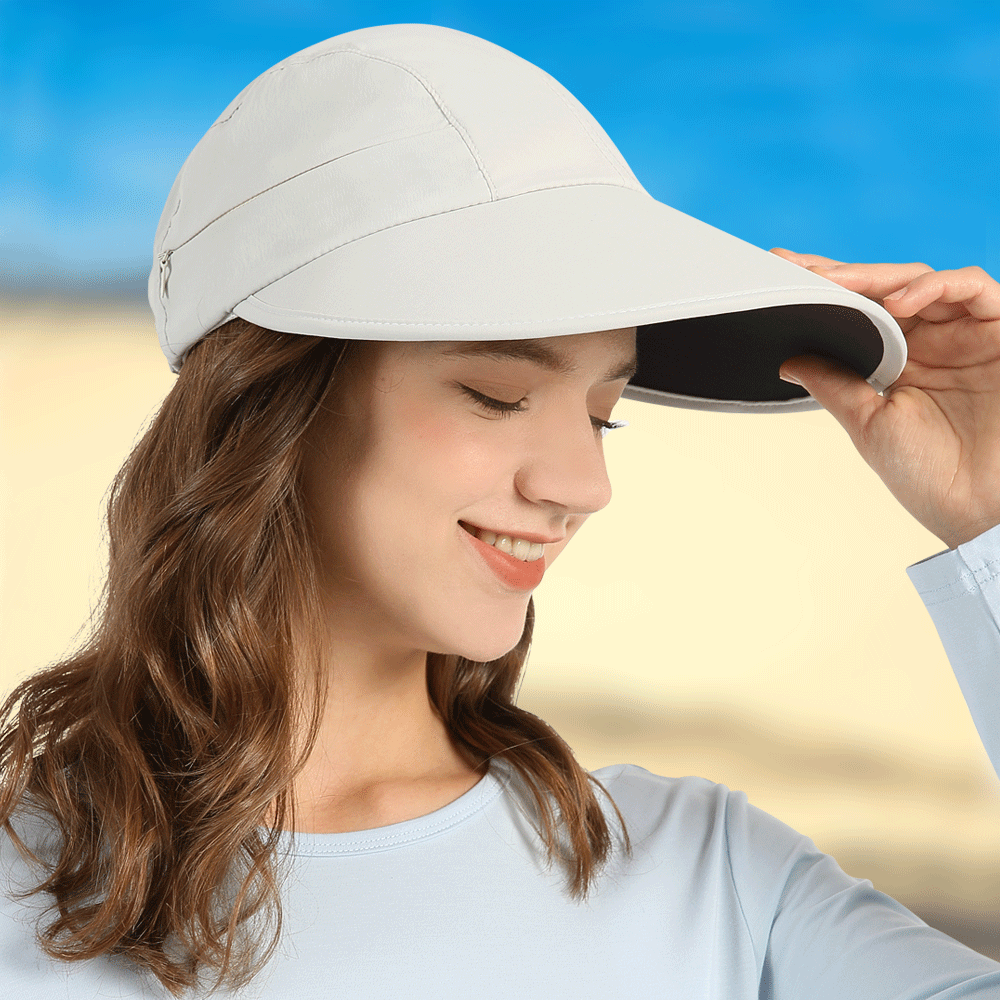 Wide Brim UPF 50+ Baseball Cap in light gray