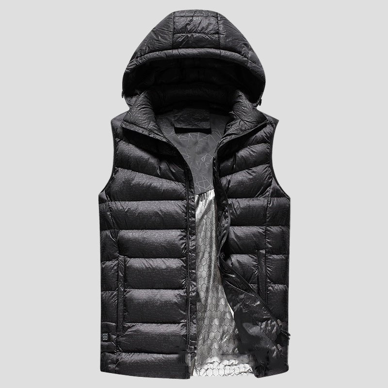 Black Printed Heated puffer Vest